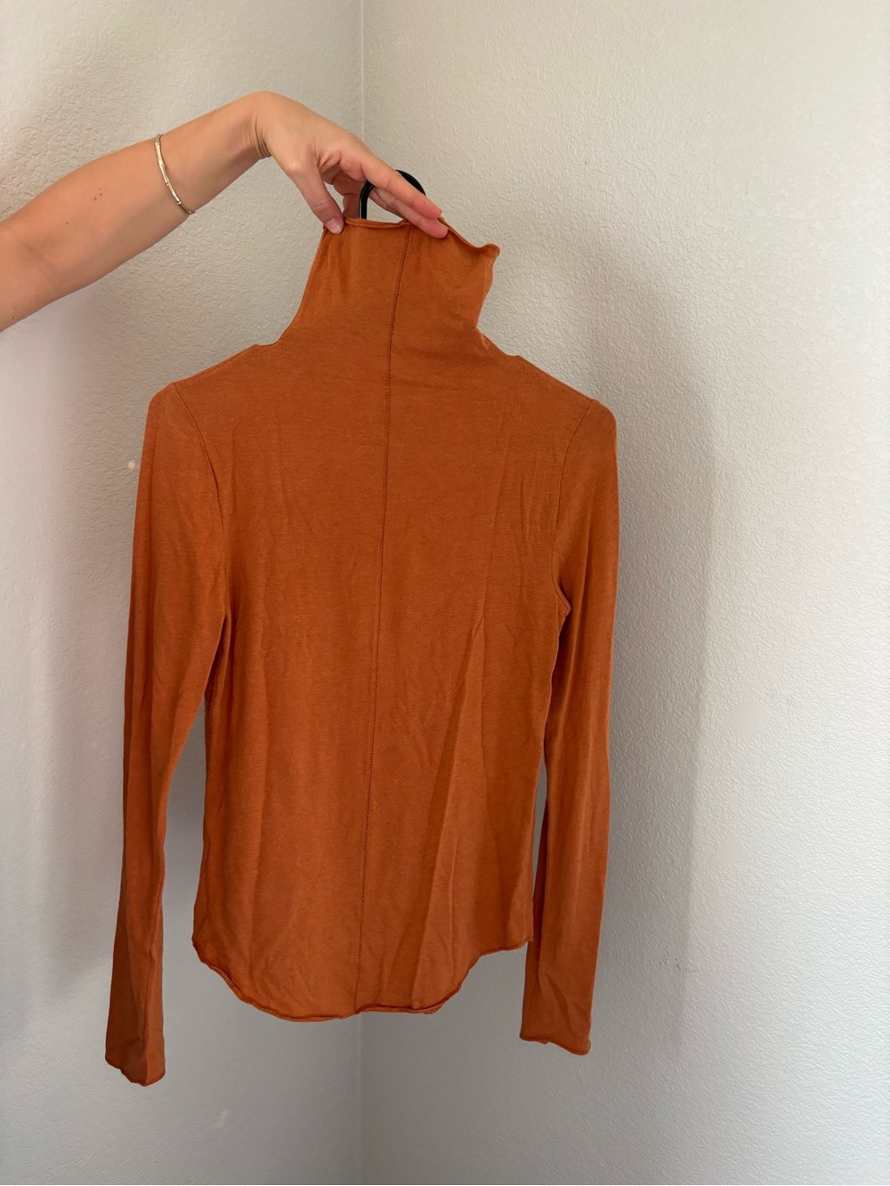 Women's Long-Sleeve Turtleneck Top in Rust